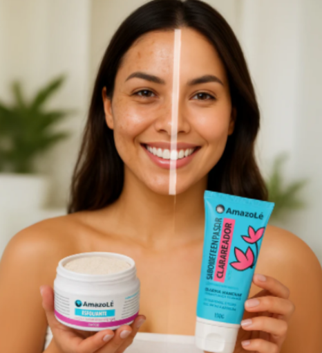 Modelo usando Sabonete em Pasta Clareador AmazoLé